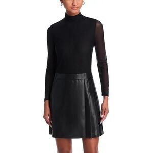 ALICE + OLIVIA  Chara Vegan Leather Pleated Mini Dress Size 6 NEW $395!